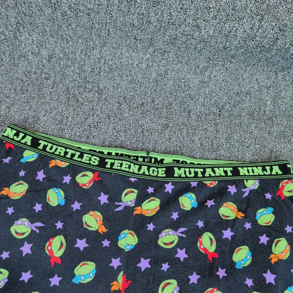 Nickelodeon TMNT Pajama Pants Boys XL 16-18 Black Cotton Sleepwear Star Print